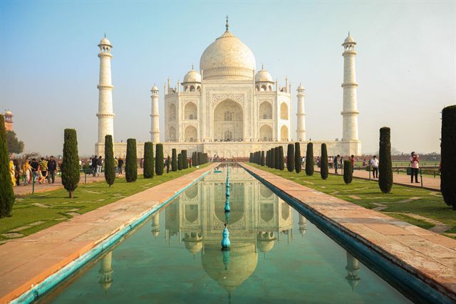 The Taj Mahal and its reflecting pool, Agra, India