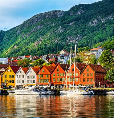 Colorful wooden houses on the harbor at Bergen, Norway