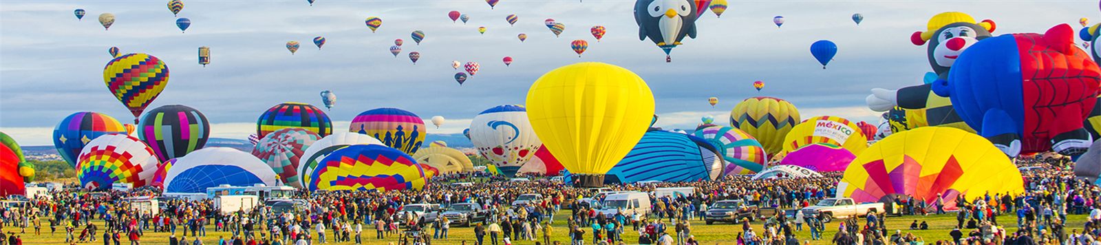 Dozens of hot-air balloons at a balloon festival