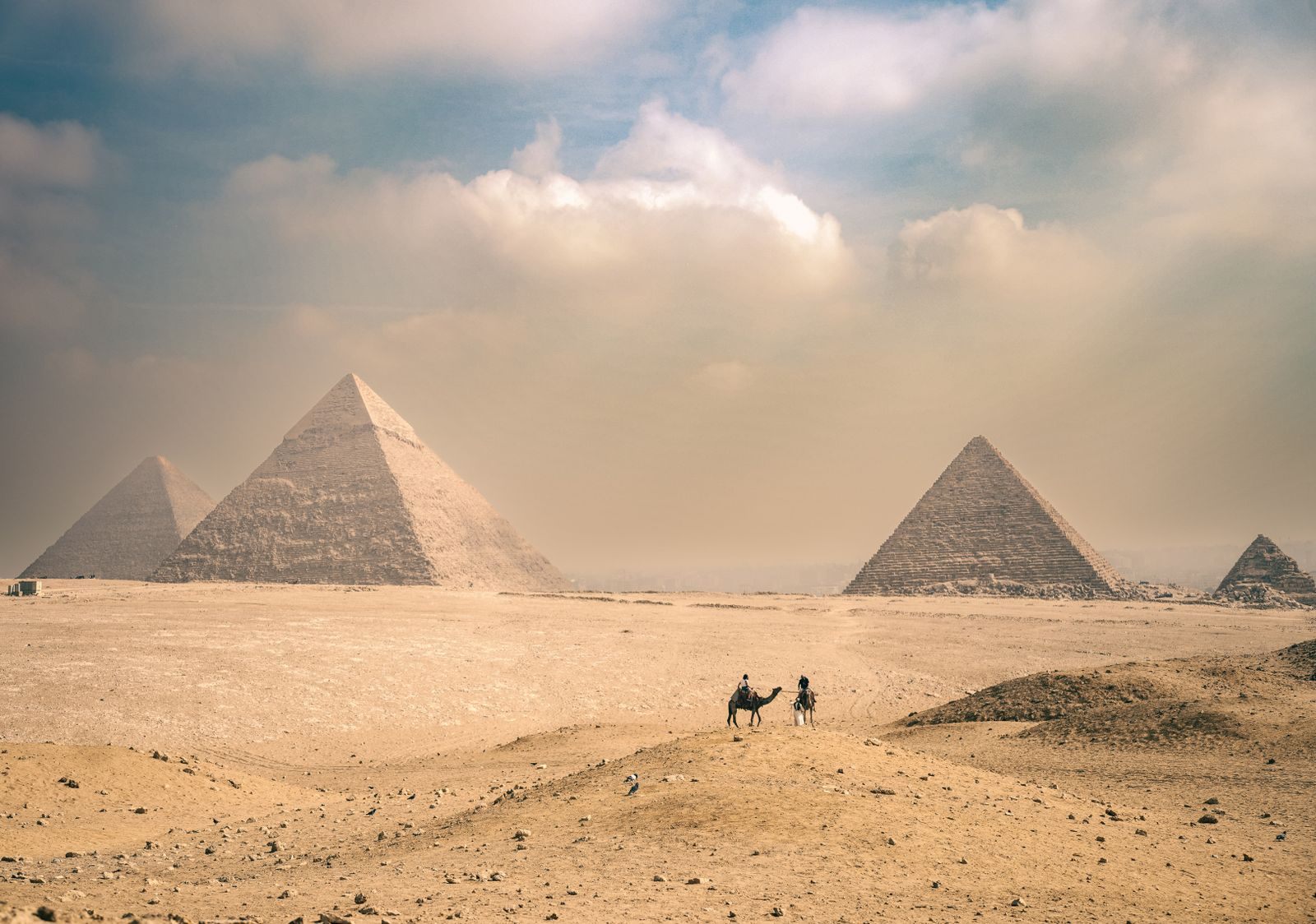 The Pyramids of Giza under a sunny sky, Egypt